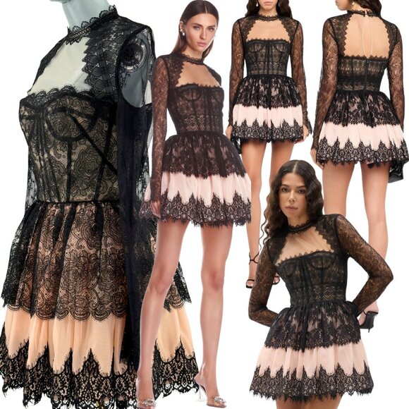 Bronx and Banco Dresses & Skirts - 🆕 BRONX & BANCO 🧿 NWOT Daphne Illusion Lace Long Sleeve Mini Dress, Sz M US 6